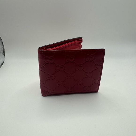 Gucci Guccissima Red Bifold Leather Wallet - Picture 1 of 8